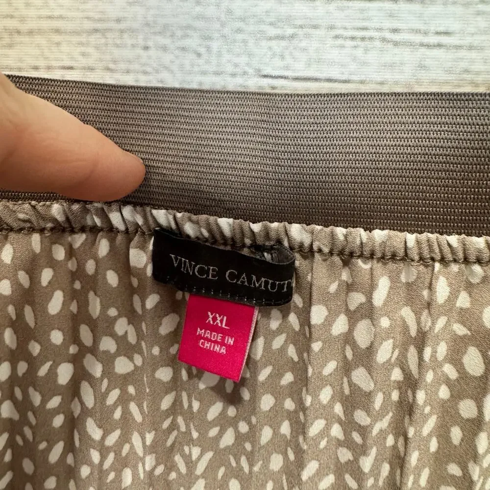 Vince Camuto Plus Size Taupe Speckled Pleated Pull On Midi Skirt Size XXL
